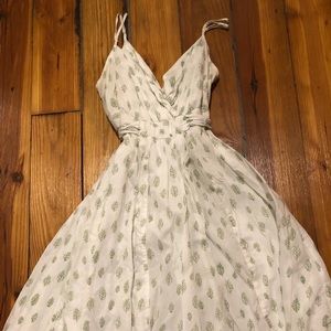 Beautiful White GAP Dress with Small Green Leaves